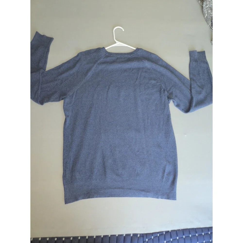 ​J CREW Men XL Blue Sweater 100% Cotton Raglan Long Sleeve Pullover Knit 29x22